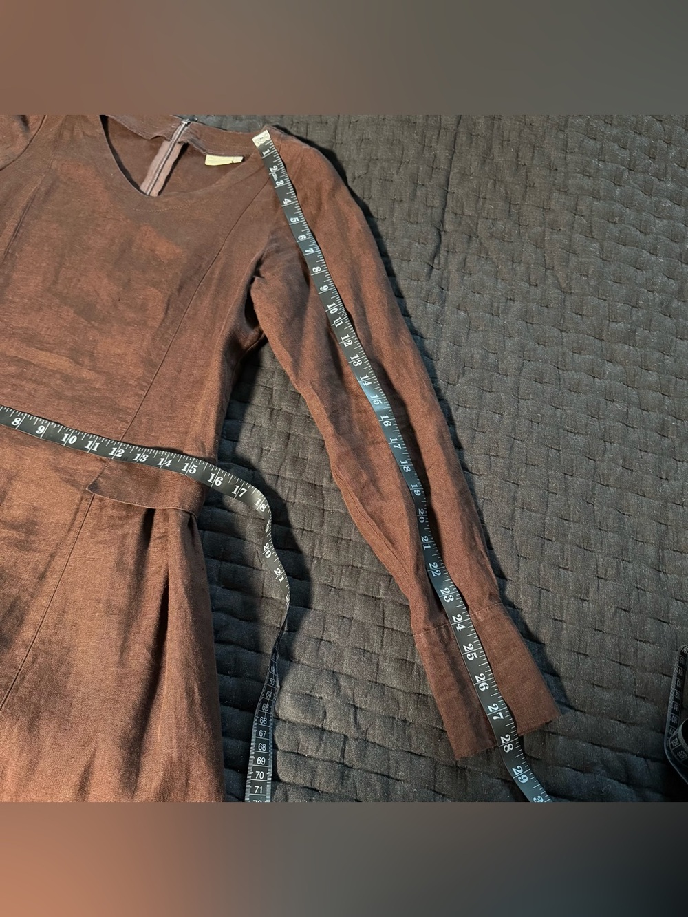 Washed Chocolate Color linen dress - Picture 8 of 9